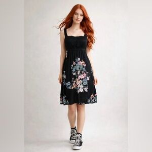 Black Floral  Lace Bodice Dress 90's Inspired Women's Size Medium